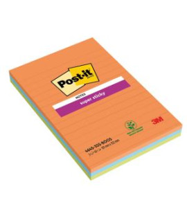 Samolepiaci bloček Post-it Super Sticky BOOST, linajkové, 101 mm x 152 mm, 45l , 3 bločky 