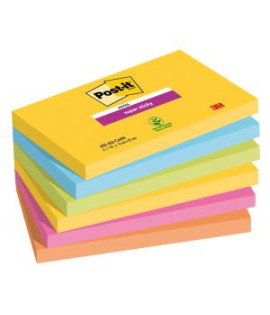 Samolepiaci bloček Post-it Super Sticky CARNIVAL, veľkosť 76 x127 mm 6 bločkov po 90 lístkov 