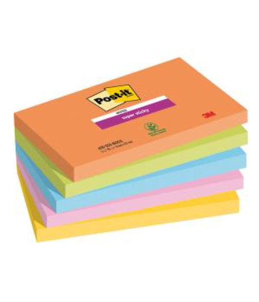 Samolepiaci bloček Post-it Super Sticky BOOST, veľkosť 76x127 mm, 5 bločkov po 90 lístkov 