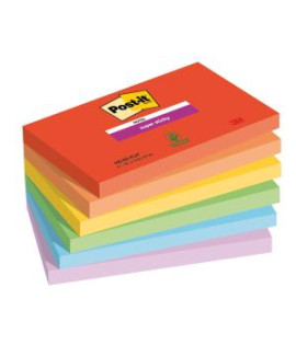 Samolepiaci bloček Post-it Super Sticky PLAYFUL, veľkosť 76x127 mm, 6 bločkov po 90 lístkov 
