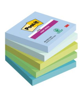 Samolepiaci bloček Post-it Super Sticky OASIS, veľkosť 76x76 mm, 5 bločkov po 90 lístkov 