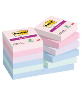 Samolepiaci bloček Post-it Super Sticky SOULFUL, veľkosť 47.6x47.6 mm, 12 bločkov po 90 lístkov 