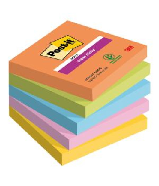 Samolepiaci bloček Post-it Super Sticky BOOST, veľkosť 76x76 mm, 5 bločkov po 90 lístkov 