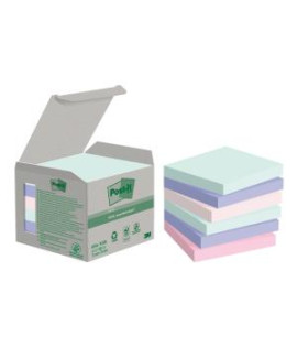 Samolepiaci bloček Post-it Super Sticky NATURE, pastelové farby, veľkosť 76x76 mm, 6 bločkov po 100 lístkov 