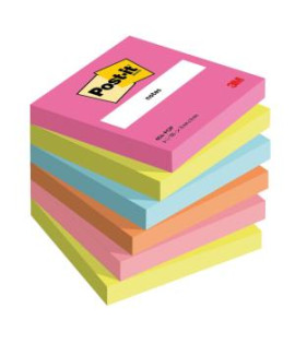 Samolepiaci bloček Post-it Super Sticky Poptimistic 76x76mm, 6 bločkov po 100 lístkov 