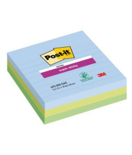 Samolepiaci bloček Post-it Super Sticky OASIS, veľkosť 101x101 mm XL, linajkové, 3 bločky po 70 lístkov 