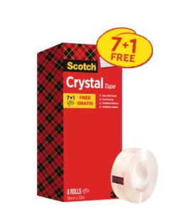 Lepiaca páska kryštálovo číra Scotch zvýhodnené balenie, 8 roliek, 19 mm x 33 m 