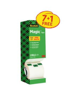 Lepiaca páska Scotch Magic neviditeľná popisovateľná 19 mm x 33 m v krabičke 7+1 zdarma 