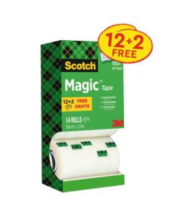 Lepiaca páska Scotch Magic neviditeľná popisovateľná 19 mm x 33 m v krabičke 12+2 zdarma 