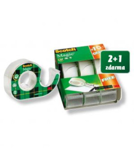 Lepiaca páska Scotch Magic, 19 mm x 7,5 m, s dispenzorom, 2+1 zdarma 