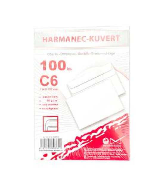 Poštové obálky C6 samolepiace, 100 ks 