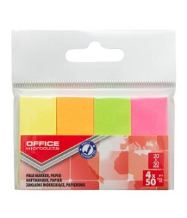 Samolepiace záložky Office Products 20x50mm neon 4x50 lístkov 