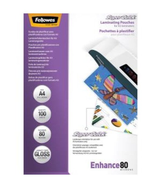 Laminovacie fólie Fellowes 216x303 A4 80mic Superquick 