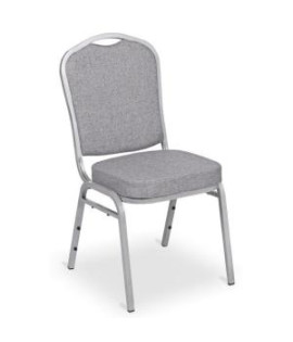 Banketová stolička Silver Smooth, strieborný rám, látka sivá 