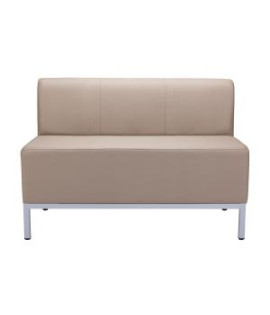 Dvojkreslo Steve, celočalúnené, š. 118 cm, zdravot. ekokoža béžová KN0020, sivá konštrukcia 