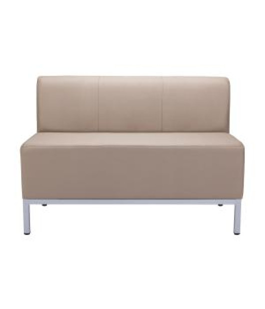 Dvojkreslo Steve, celočalúnené, š. 118 cm, zdravot. ekokoža béžová KN0020, sivá konštrukcia 