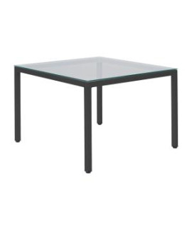 Konferenčný stolík Henry, 75x75x50 cm, sklo číre, nohy čierne 
