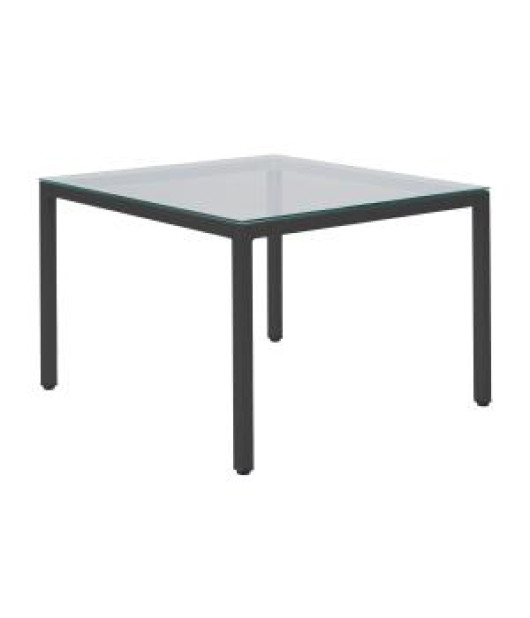 Konferenčný stolík Henry, 75x75x50 cm, sklo číre, nohy čierne 