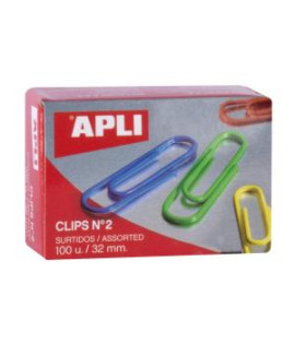 Spisové spony APLI 32mm potiahnuté plastom farebné 32 mm 100ks 