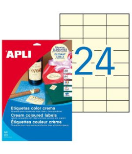 Etikety farebné 70x37mm APLI A4 20 hárkov krémové 