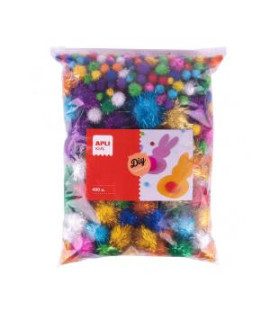 Pom-pom rôznych trblietavých farieb - MAXI formát 