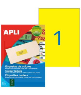 Etikety farebné 210x297mm APLI A4 100 hárkov fluo žlté 
