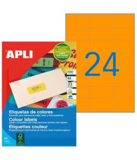 Etikety farebné 70x35mm APLI A4 100 hárkov fluo oranžové 