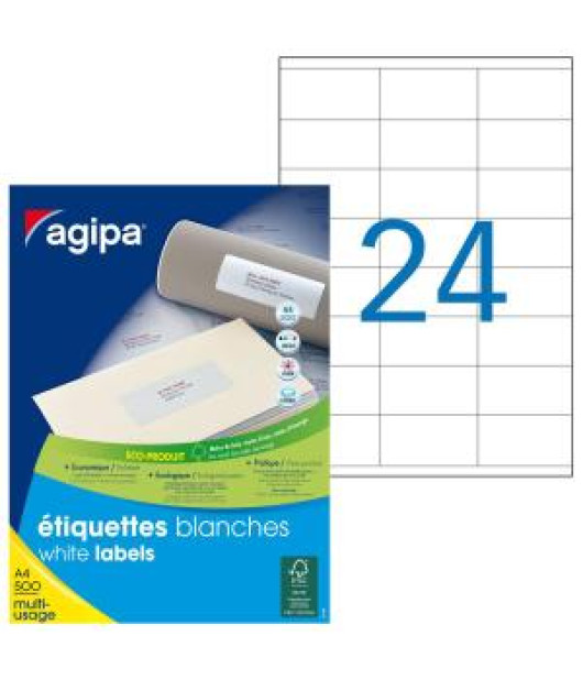Etikety univerzálne 70x35mm Agipa A4 500 hárkov 