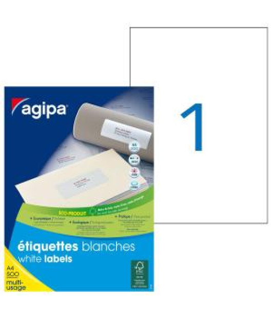 Etikety univerzálne 210x297mm Agipa A4 500 hárkov 