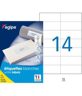 Etikety univerzálne 105x42,4mm Express Agipa A4 100 hárkov 