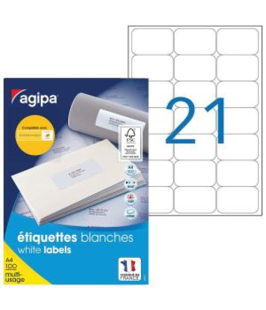 Etikety univerzálne 63,5x38,1mm Agipa A4 100 hárkov 