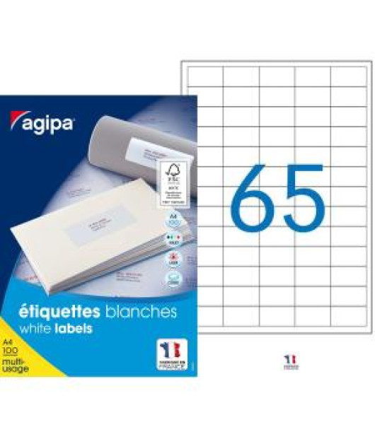 Etikety univerzálne 38x21,2mm Agipa A4 100 hárkov 