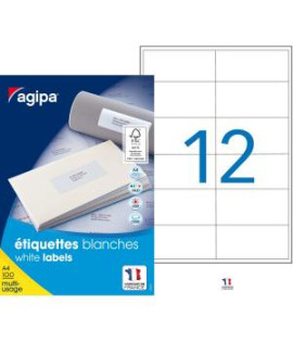 Etikety univerzálne 97x42,4mm Agipa A4 100 hárkov 