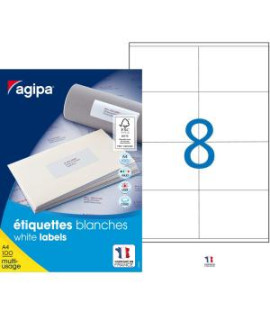 Etikety univerzálne 105x72mm Agipa A4 100 hárkov 