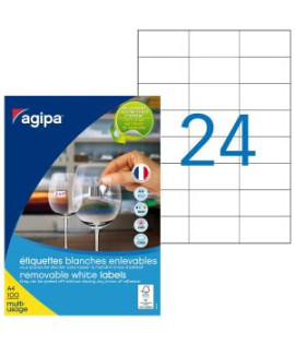 Etikety univerzálne odnímateľné 70x37mm Agipa A4 100 hárkov 