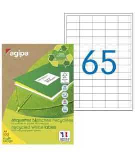 Etikety univerzálne recyklované 38x21,2mm Agipa A4 100 hárkov 