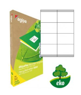 Etikety univerzálne recyklované 105x70mm Agipa A4 100 hárkov 