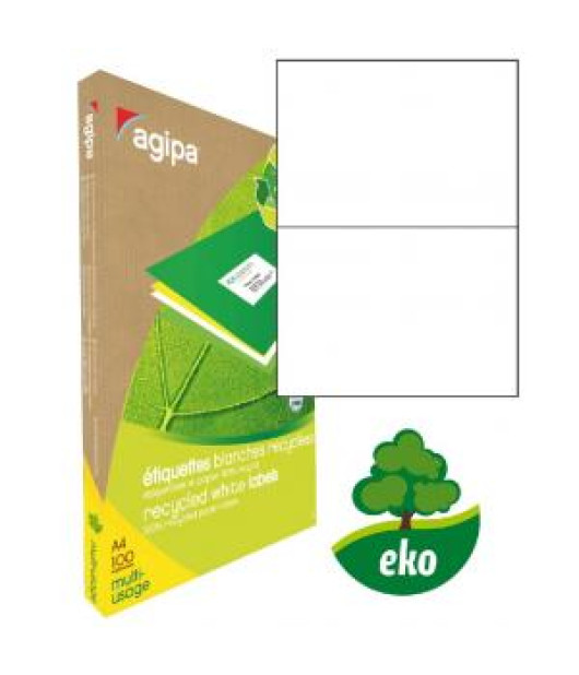 Etikety univerzálne recyklované 210x148,8mm Agipa A4 100 hárkov 