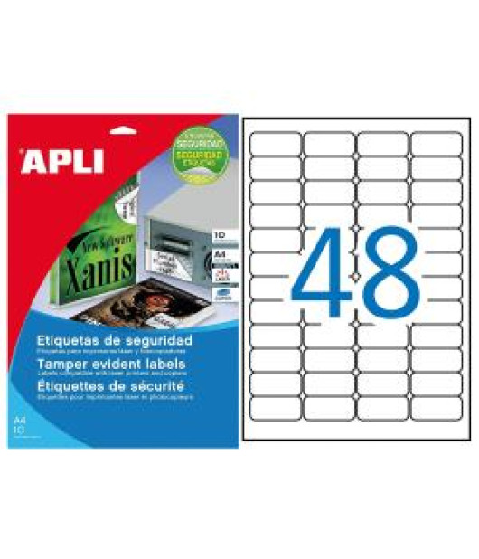 Etikety bezpečnostné APLI ’šachovnicový vzor’ 45,7 x 21,2 mm A4 strieborné 10 hárkov 