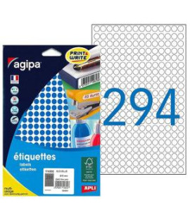 Etikety kruhové 8mm Agipa A5 modré 