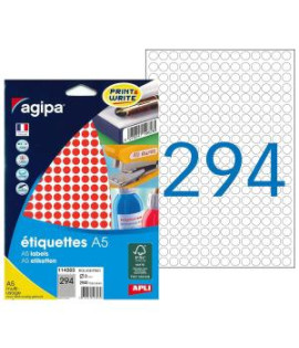 Etikety kruhové 8mm Agipa A5 červené 