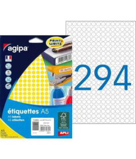 Etikety kruhové 8mm Agipa A5 žlté 