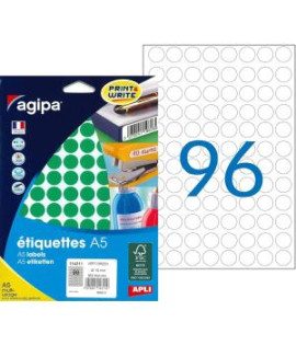 Etikety kruhové 15mm Agipa A5 zelené 