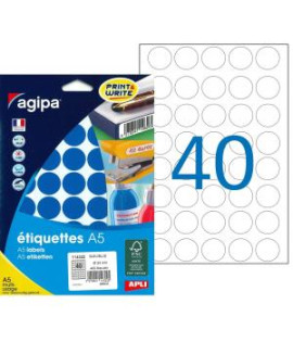 Etikety kruhové 24mm Agipa A5 modré 