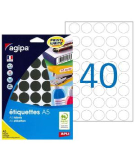 Etikety kruhové 24mm Agipa A5 čierne 