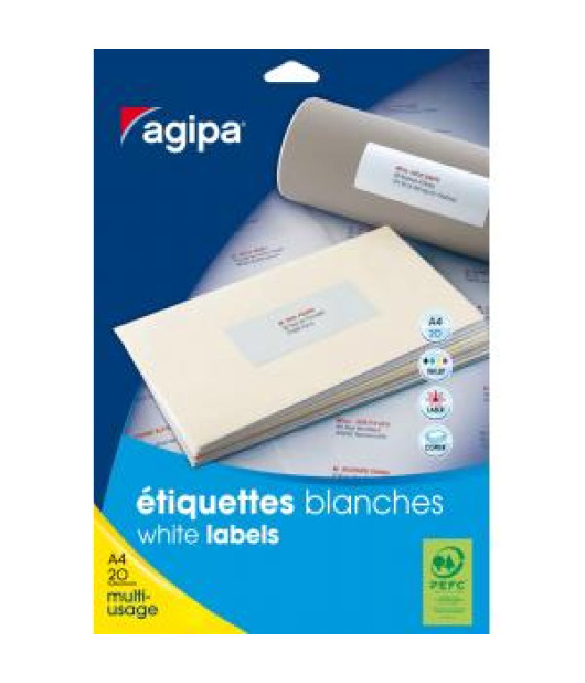 Etikety univerzálne na zakladače 60 x 190 mm Agipa A4 20 hárkov 
