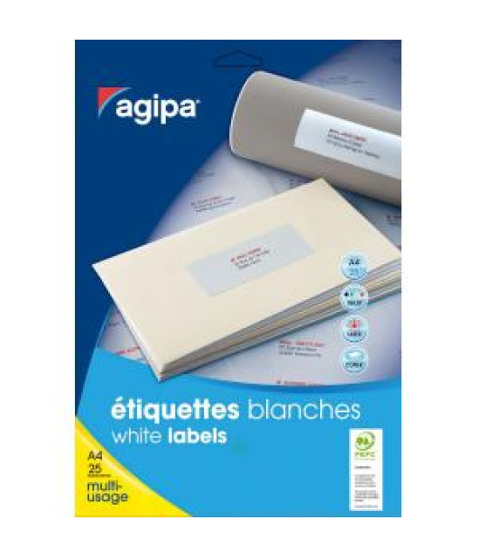 Etikety univerzálne na zakladače 38 x 190 mm Agipa A4 20 hárkov 