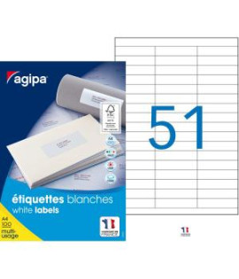 Etikety univerzálne 70x16,9mm Agipa A4 100 hárkov 