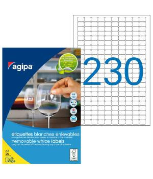 Etikety univerzálne odnímateľné 18x12mm Agipa A4 25 hárkov 