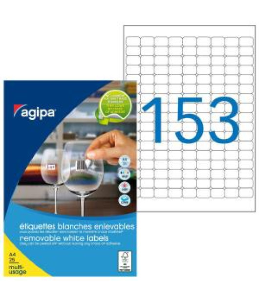 Etikety univerzálne odnímateľné 22x16mm Agipa A4 25 hárkov 